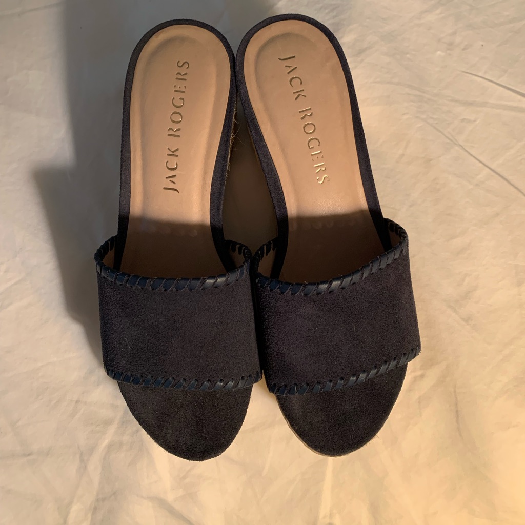 Jack Rogers Navy Suede Slides